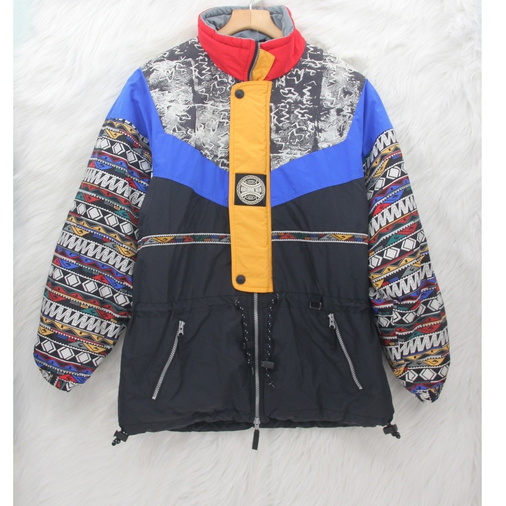 Vintage Obermeyer Winter Ski Jacket Coat Geometric Size Juniors 18 Full Zip
